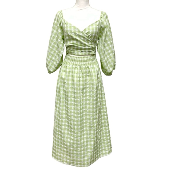 Petal‎ & Pup Tana Smocked Wrap Midi Dress Size 2 Puff Sleeve Cottagecore Trad - Picture 3 of 13